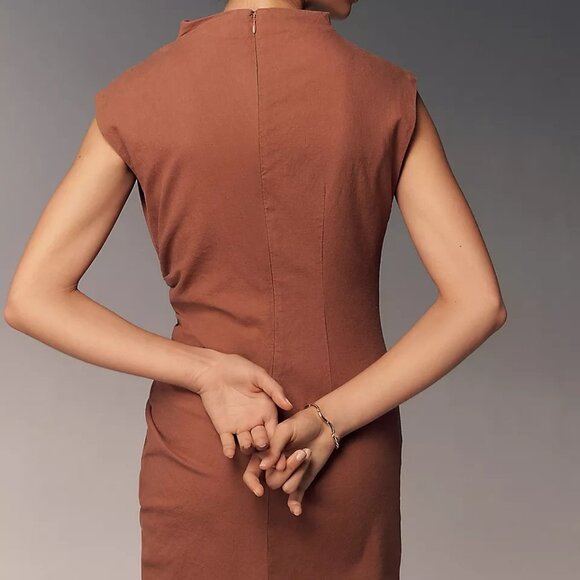 Anthropologie: “Maya” Linen Ruched Cowl-Neck Mini Dress — XS - Picture 2 of 9